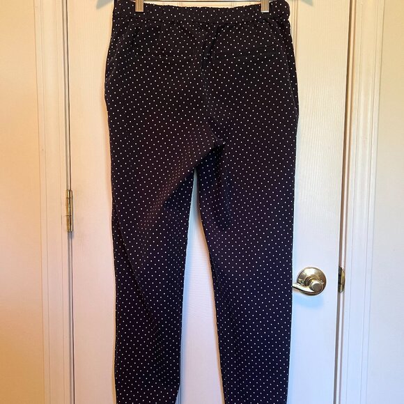 Isaac Mizrahi Live Navy Polka Dot Skinny Pants - Picture 1 of 9